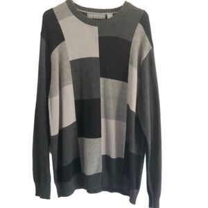 Oscar De La Renta Gray Black Crewneck Sweater XXL